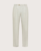 Pantalone una pinces in lino tinto filo - | Seventy Venezia