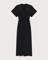 Abito lungo in crêpe misto seta con dettagli plisse -  | Seventy Venezia