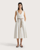Striped linen midi dress. -  | Seventy Venezia