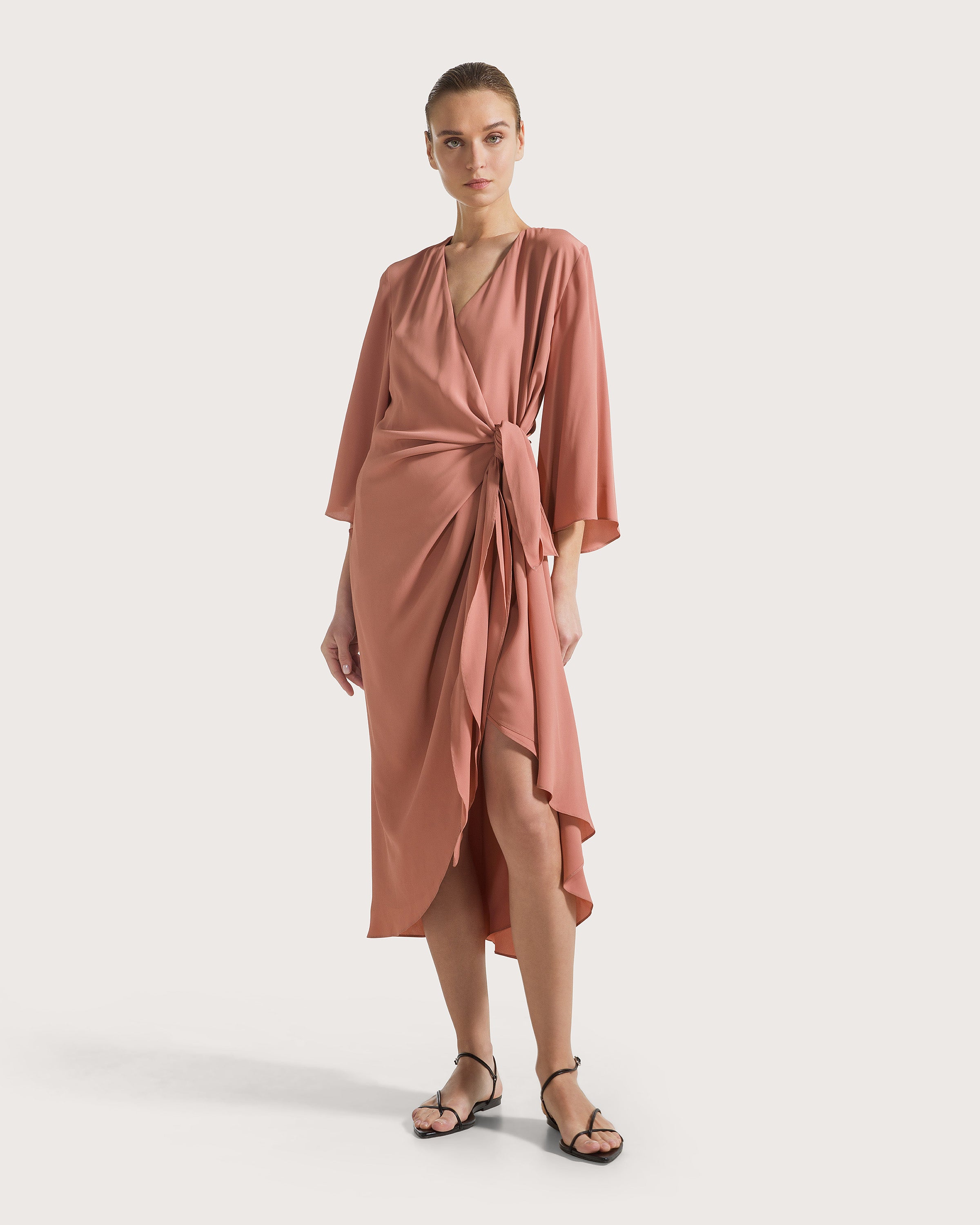 silk midi wrap dress Womens Pure Silk Dress Short Sleeve Wrap Silk Midi Dresses