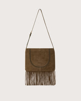Suede leather shoulder bag with fringes -  | Seventy Venezia