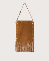 Suede leather shoulder bag with fringes and studs -  | Seventy Venezia