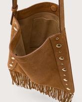 Suede leather shoulder bag with fringes and studs -  | Seventy Venezia