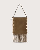Suede leather shoulder bag with fringes and studs -  | Seventy Venezia