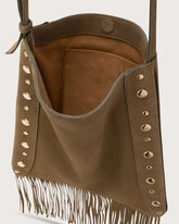 Suede leather shoulder bag with fringes and studs -  | Seventy Venezia