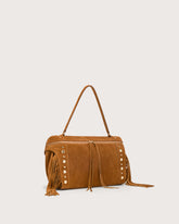 Suede leather shoulder bag with fringes and studs -  | Seventy Venezia