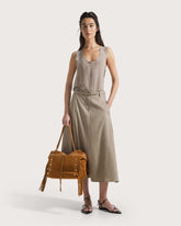 Suede leather shoulder bag with fringes and studs -  | Seventy Venezia