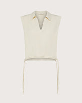 Top smanicato in diagonale tencel lino con laccetti -  | Seventy Venezia