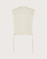 Top smanicato in diagonale tencel lino con laccetti -  | Seventy Venezia