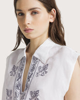 Camicia smanicata in lino ricamata -  | Seventy Venezia