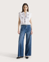 Camicia smanicata in lino ricamata -  | Seventy Venezia