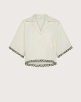 Camicia corta in tela seersucker ricamata -  | Seventy Venezia