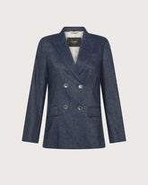 Giacca doppiopetto in denim mistolino -  | Seventy Venezia