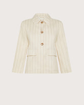 Giacca corta in lino cotone gessato lurex -  | Seventy Venezia