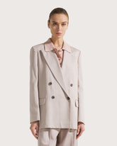 Giacca doppiopetto in gabardina lino -  | Seventy Venezia