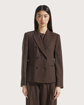 Giacca doppiopetto in gabardina marrone -  | Seventy Venezia