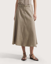 Gonna midi in lino cotone stretch con cintura -  | Seventy Venezia