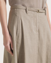 Gonna midi in lino cotone stretch con cintura -  | Seventy Venezia