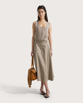 Gonna midi in lino cotone stretch con cintura -  | Seventy Venezia