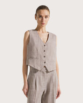 Tailored vest in blended linen melange pinstripe. -  | Seventy Venezia