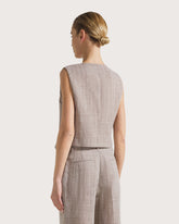 Tailored vest in blended linen melange pinstripe. -  | Seventy Venezia