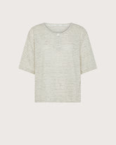 T-shirt serafino in cotone lino a righe -  | Seventy Venezia