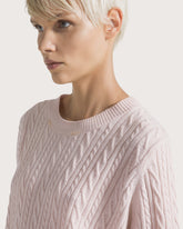 Crewneck sweater with alternate cable pattern -  | Seventy Venezia