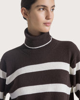 Striped turtleneck sweater in supergeelong lambswool -  | Seventy Venezia