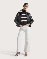 Striped turtleneck sweater in supergeelong lambswool -  | Seventy Venezia