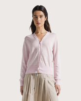 Cardigan scollo a V in rasato di lana lino -  | Seventy Venezia