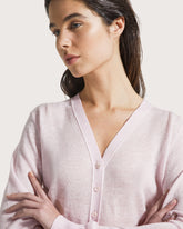 Cardigan scollo a V in rasato di lana lino -  | Seventy Venezia