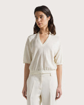 Maglia manica corta in cotone lino con strass -  | Seventy Venezia