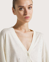 Cardigan in cotone lino con strass -  | Seventy Venezia