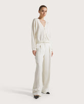 Cardigan in cotone lino con strass -  | Seventy Venezia