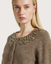 Wool blend cardigan with jewelled embellishments      -  | Seventy Venezia