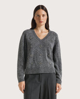 Wool blend V-neck sweater with embellishments      -  | Seventy Venezia