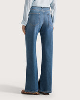 Jeans lunghi a vita alta in denim blu stretch -  | Seventy Venezia