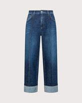 Ankle-length jeans with front seam and folded hem in stretch denim -  | Seventy Venezia