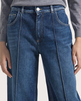 Ankle-length jeans with front seam and folded hem in stretch denim -  | Seventy Venezia