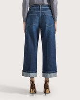 Ankle-length jeans with front seam and folded hem in stretch denim -  | Seventy Venezia