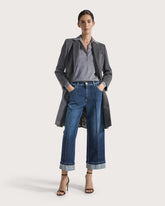 Ankle-length jeans with front seam and folded hem in stretch denim -  | Seventy Venezia