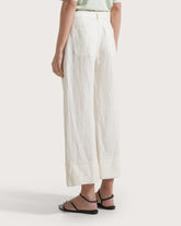 Crinkled linen blended pants with turn-ups. -  | Seventy Venezia