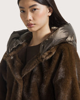 Reversible faux fur coat with quilted hood     -  | Seventy Venezia