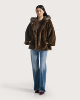 Reversible faux fur coat with quilted hood     -  | Seventy Venezia