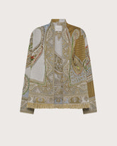 Jacquard wool poncho with embroidery -  | Seventy Venezia
