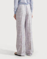 Relaxed-fit long stretch pants in embroidered silk linen. -  | Seventy Venezia