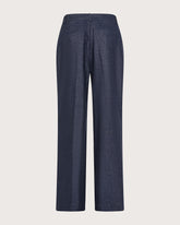 Pantalone lungo doppia pinces in denim misto lino stretch -  | Seventy Venezia