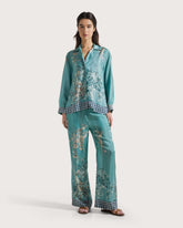 Ampio pantalone elasticato in seta stampata -  | Seventy Venezia