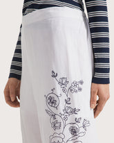 Pantalone semielasticato in lino ricamato -  | Seventy Venezia