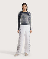 Pantalone semielasticato in lino ricamato -  | Seventy Venezia